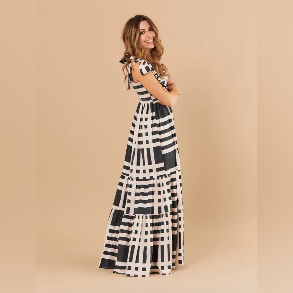 NWT Sheridan French Kelly Dress Black/Beige Gingham - Size Large
